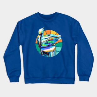 Summer Retro Pelican by Robert Phelps Crewneck Sweatshirt